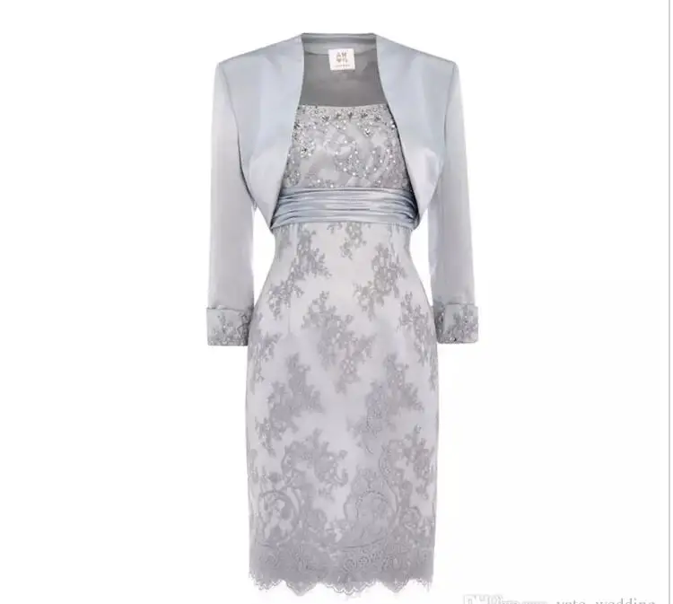 Silver Lace Scoop Sequins Beaded party prom gown vestido novia 2018 Knee Length Short Mother Of The Bride Dresses With Jacket
Silver Lace Scoop Sequins Beaded party prom gown vestido novia 2018 Knee Length Short Mother Of The Bride Dresses With Jacket