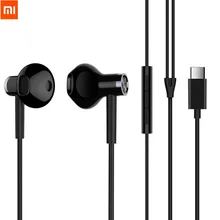 Original Xiaomi Hybrid DC Earphone Type-C Plug Half In-Ear USB Wired Control MEMS Microphone BRE02JY Mi Dual Driver Earphone(China)
