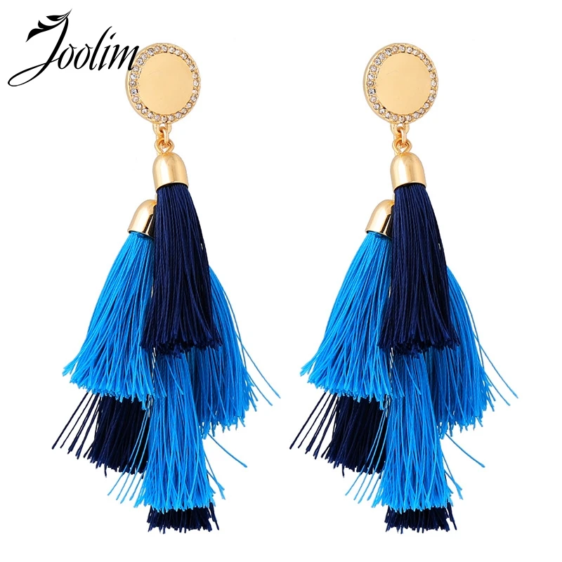 Joolim Blue Orange Tiered Fabric Tassel Drop Earring Statement Earring Boho Earring
Joolim Blue Orange Tiered Fabric Tassel Drop Earring Statement Earring Boho Earring