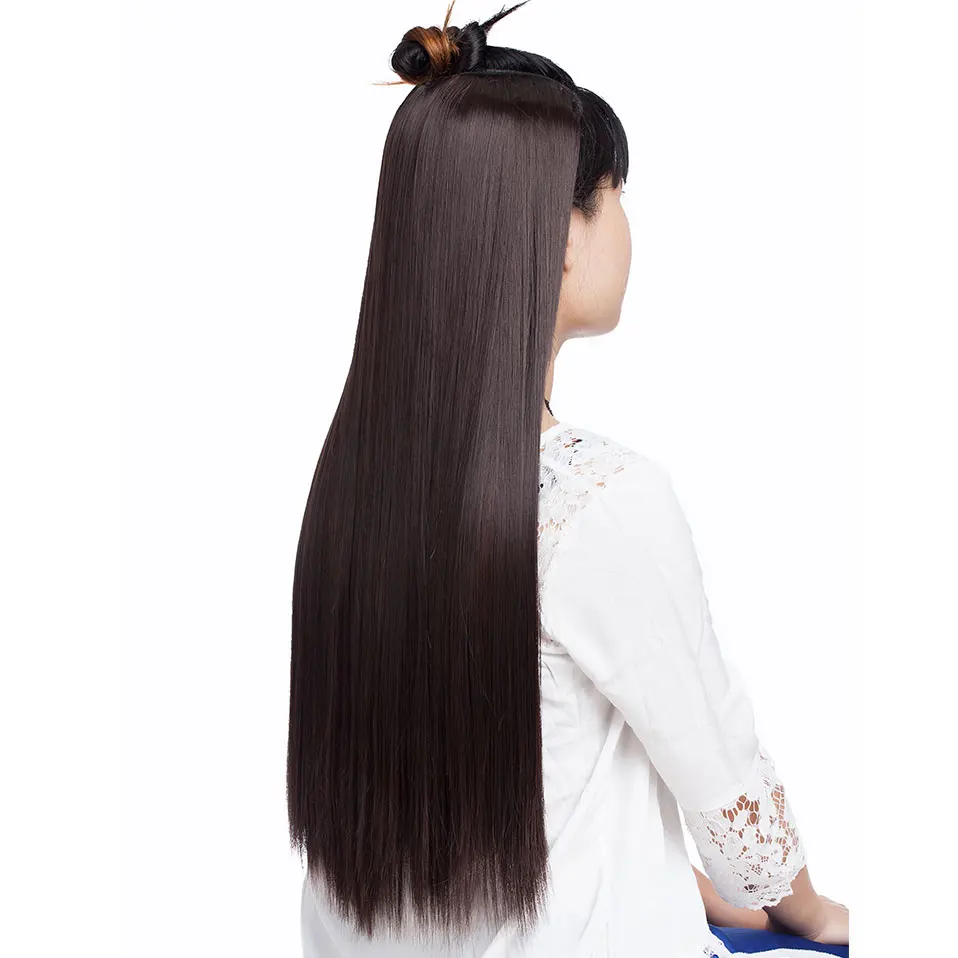 SNOILITE 66 см длинные прямые волосы для наращивания синтетические 4 зажима ins один