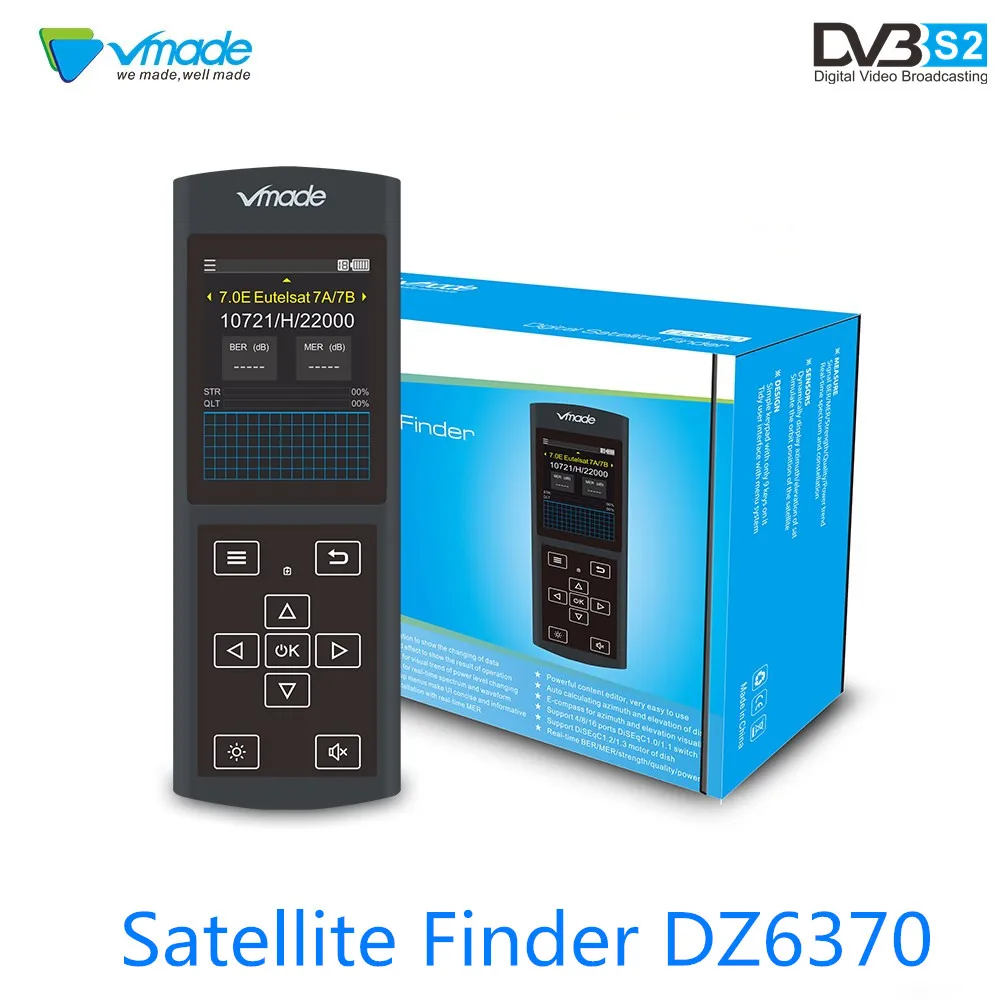 Vmade DVB-S/S2 DZ6370 HD Digital Satellite Finder 3.0 LCD Screen Display High Definition MPEG4 FTA CKU Band Sat Finder Meter
Vmade DVB-S/S2 DZ6370 HD Digital Satellite Finder 3.0 LCD Screen Display High Definition MPEG4 FTA CKU Band Sat Finder Meter
