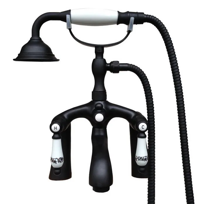 Bathroom Black Oil Rubbed Bronze Clawfoot Tub Faucet Mixer Tap w/ Handshower Ceramics Handles - Deck Mount atf512
Bathroom Black Oil Rubbed Bronze Clawfoot Tub Faucet Mixer Tap w/ Handshower Ceramics Handles - Deck Mount atf512