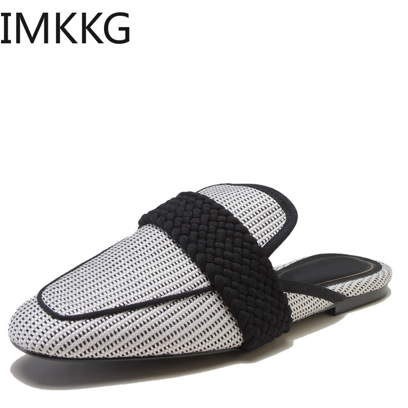 Square Toe Cotton Mules Women Flats Heels Cotton Fabric Gingham Elegant Beauty Classics Mature Retro Flat Mules F90165
Square Toe Cotton Mules Women Flats Heels Cotton Fabric Gingham Elegant Beauty Classics Mature Retro Flat Mules F90165