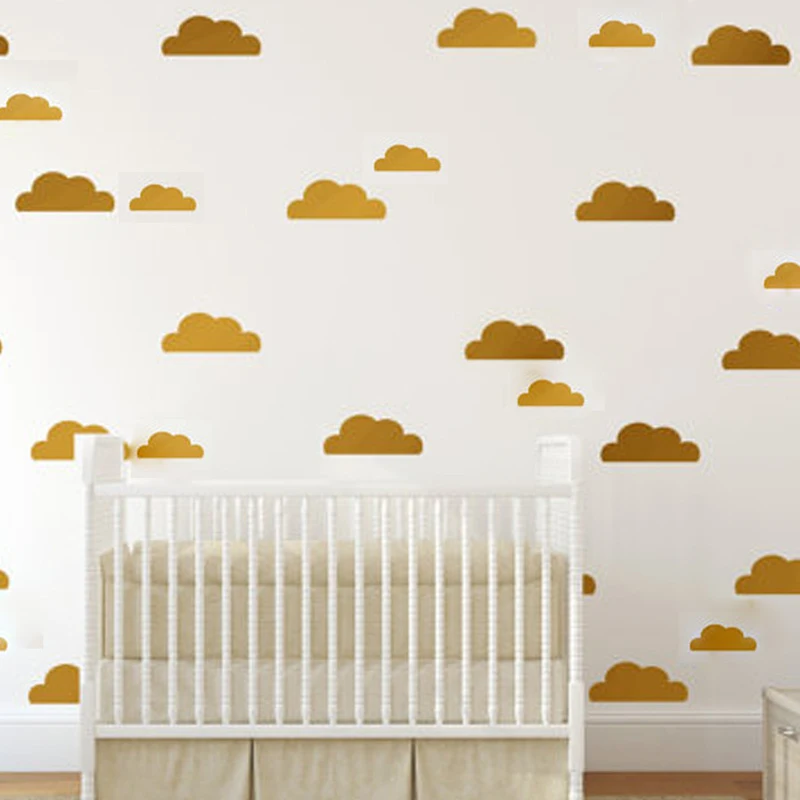

DIY Gold Cloud Wall Stickers For Living Rooms Baby Nursery Bedrooms Home Decor Art Removable Murals Wallpaper Home Decor