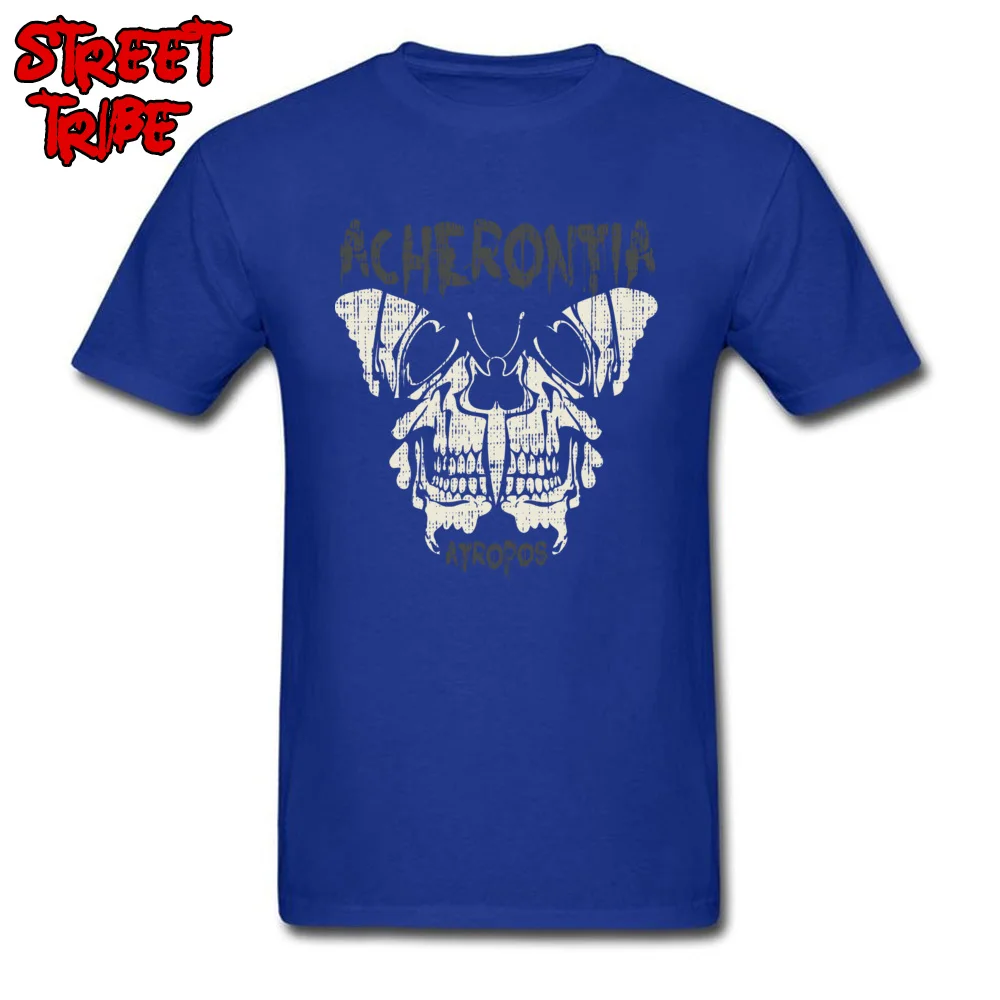 Custom Slim Fit Comics Short Sleeve Summer Tops & Tees New Design Round Collar 100% Cotton Fabric Clothing Shirt Men's T Shirts Deaths head Hawk moth Womens blue