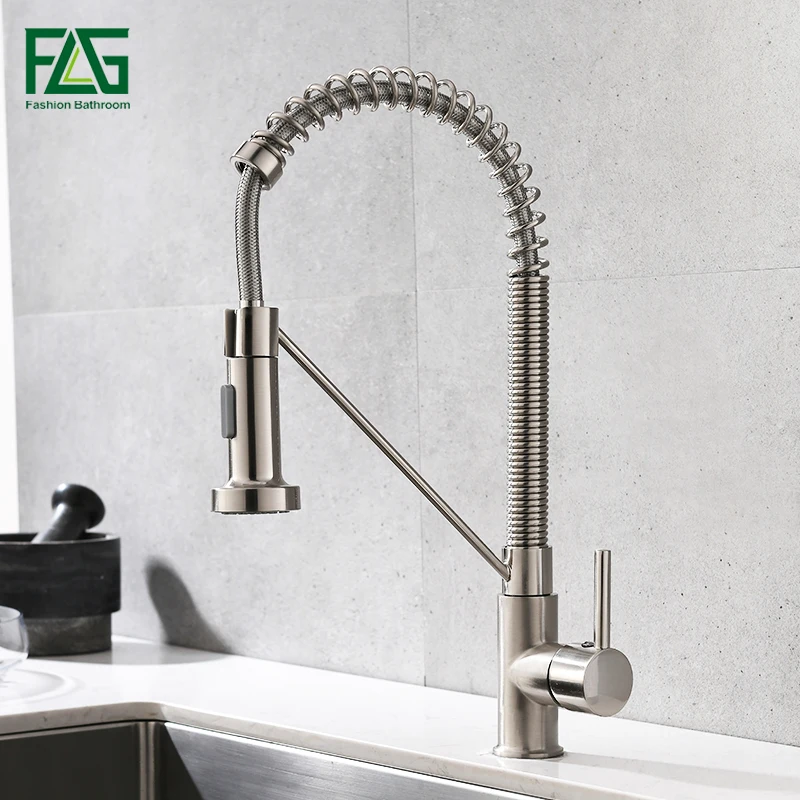 FLG Kitchen Faucets Spring Pull Out Brushed Nickel Faucet for Kitchen Sink Spout Mixers Tap Hot Cold Water Tap Crane 1009-33N
FLG Kitchen Faucets Spring Pull Out Brushed Nickel Faucet for Kitchen Sink Spout Mixers Tap Hot Cold Water Tap Crane 1009-33N