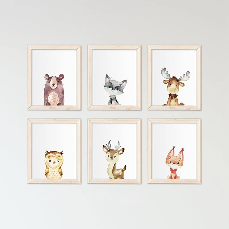 Woodland Tribal Forest Animals Nursery Wall Stickers Watercolour