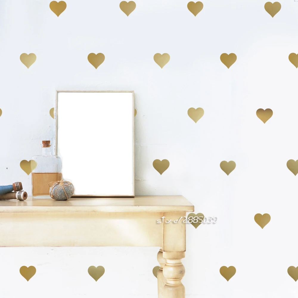 64pcs/set Heart Wall Stickers Gold Metallic Vinyl Wall Decals Decoration Kids Baby Room Removable Home Design Wallpaper SA535
64pcs/set Heart Wall Stickers Gold Metallic Vinyl Wall Decals Decoration Kids Baby Room Removable Home Design Wallpaper SA535