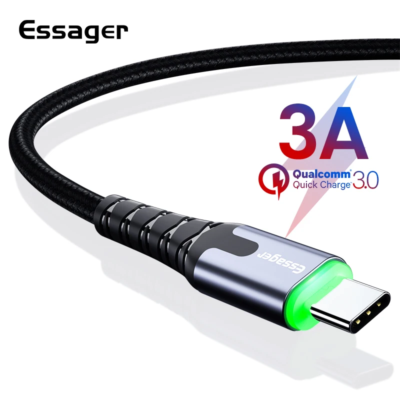 Essager LED USB Type C Cable Fast Charging USB C Cable for Samsung Galaxy S9 S8 Oneplus 6t 6 USBC Type-c Data Cord USB-C Charger
Essager LED USB Type C Cable Fast Charging USB C Cable for Samsung Galaxy S9 S8 Oneplus 6t 6 USBC Type-c Data Cord USB-C Charger