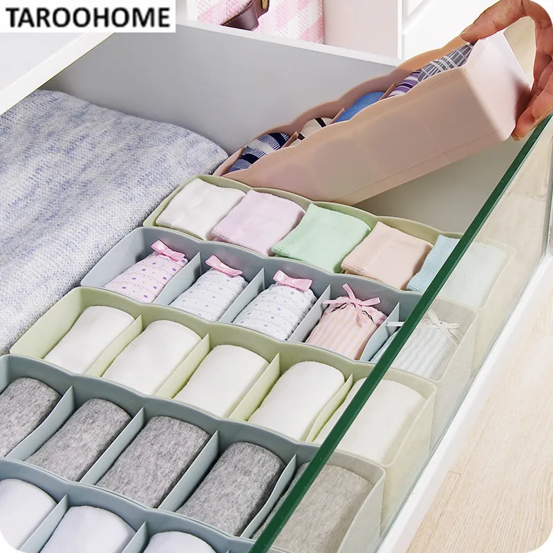 Image 5 Grids Plain Multi purpose Underwear Organizer Sock Storage Box Plastic Drawer Finishing Box Storage Box Small Box
