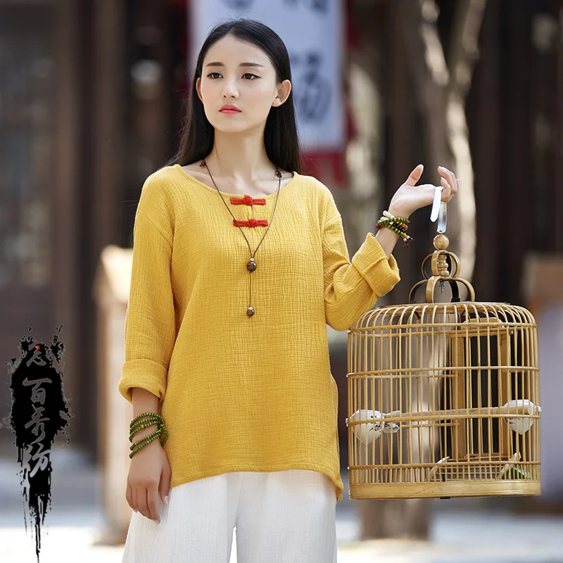 Cotton Linen 2018 Spring Spinning Original Retro Chinese Buckle Women Long Sleeve Pullover T-shirt Vintage FROG
Cotton Linen 2018 Spring Spinning Original Retro Chinese Buckle Women Long Sleeve Pullover T-shirt Vintage FROG