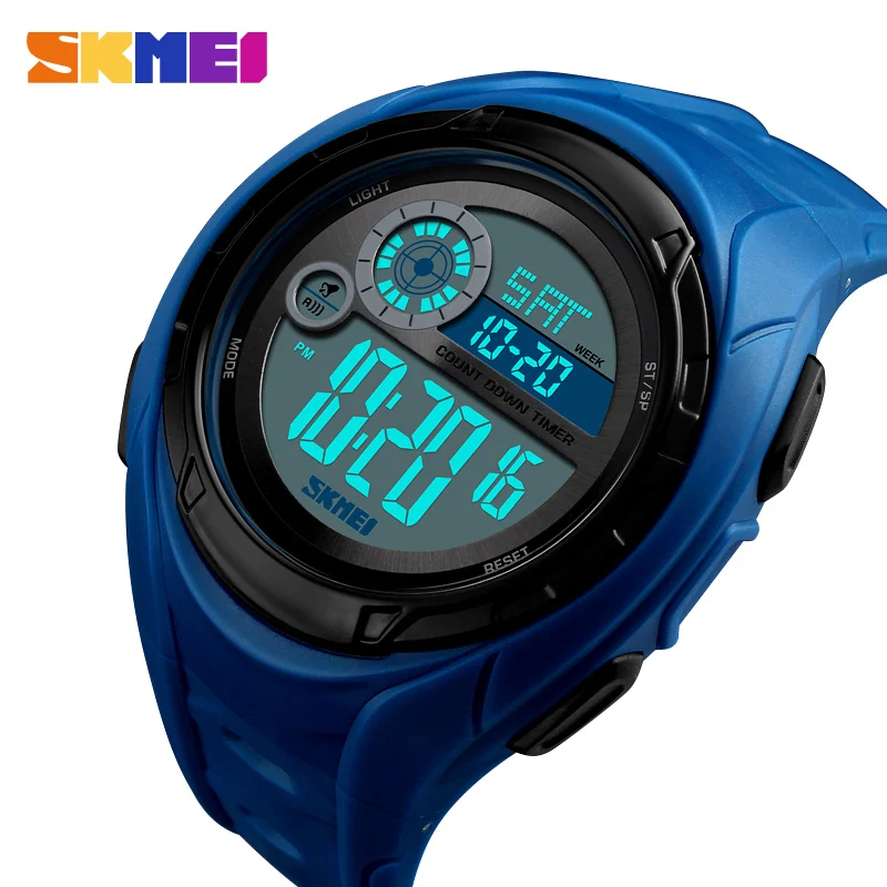 

SKMEI Men Digital Watch 2 time Stopwatch Countdown Week Date Alarm Clock Sport Wristwatch Men's Watches Relogio Masculino 1470