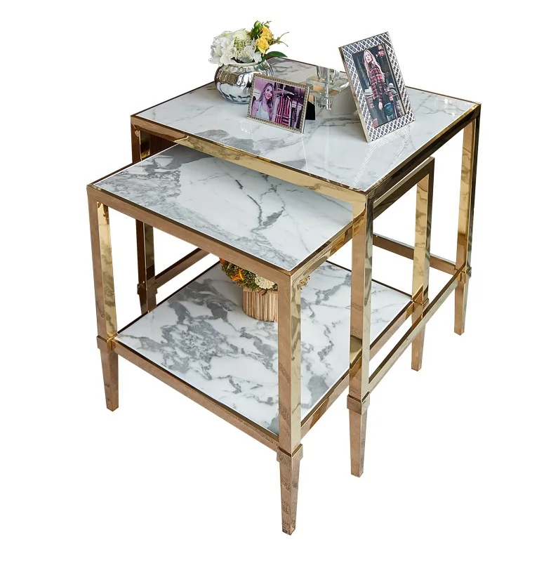 30pcs PACK, Nest Corner Table 55cm(21") Cube +45cm(17") / Coffee Table with Gilded Metal Frame and Marble Top
30pcs PACK, Nest Corner Table 55cm(21") Cube +45cm(17") / Coffee Table with Gilded Metal Frame and Marble Top