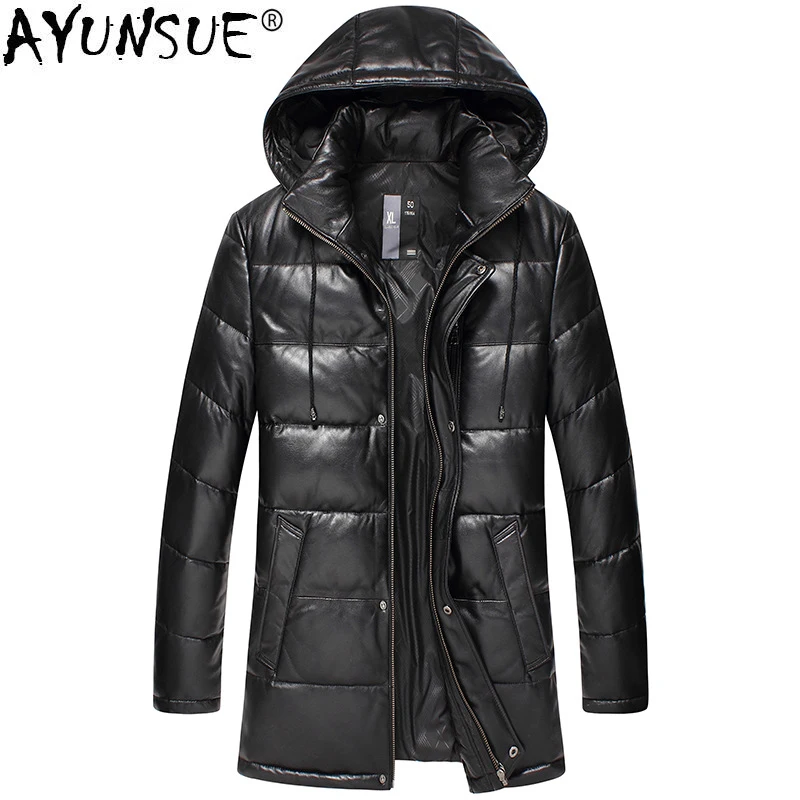 Men's Leather Jacket Winter Genuine Leather Jacket Men Hooded Long Sheepskin Coat Down Plus Size Chaqueta Cuero Hombre 15D117
Men's Leather Jacket Winter Genuine Leather Jacket Men Hooded Long Sheepskin Coat Down Plus Size Chaqueta Cuero Hombre 15D117