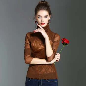New Arrival 2017 Autumn Winter Womens Fashion Slim Turtleneck Lace Mesh Patchwork Under Shirts Female Casual T Shirt Pet Dendy
New Arrival 2017 Autumn Winter Womens Fashion Slim Turtleneck Lace Mesh Patchwork Under Shirts Female Casual T Shirt Pet Dendy