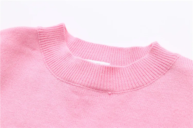 2018 Autumn Spring 2-10 Years Old Gift Children'S Clothing O-Neck Long Sleeve Candy Color Knitted Kids Baby Girls Sweater (22)
