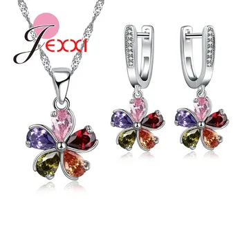 Bridal Jewelry Sets Fashion Flower Shape 925 Sterling Silver Crystal Chain Pendants Necklaces Earrings Set Wedding Gift
Bridal Jewelry Sets Fashion Flower Shape 925 Sterling Silver Crystal Chain Pendants Necklaces Earrings Set Wedding Gift