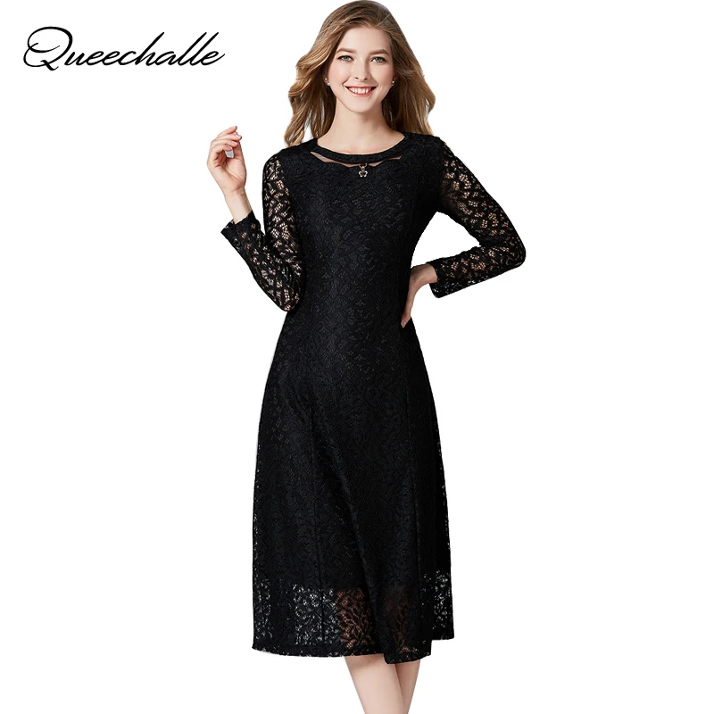 Queechalle New 2019 Autumn Dress Women's O Neck Hollow Out Long Sleeve Lace Dress Female 3XL 4XL 5XL Plus Size Dresses A-line
Queechalle New 2019 Autumn Dress Women's O Neck Hollow Out Long Sleeve Lace Dress Female 3XL 4XL 5XL Plus Size Dresses A-line