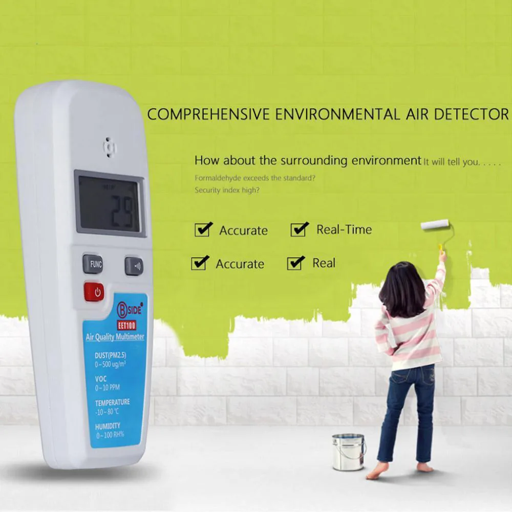 BSIDE eet100 ЖК-дисплей Air Quality мультиметр пыли VOC Температура измеритель влажности во