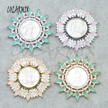 4 Pieces Zircon Charms White shell jewelry pendant Metal jewelry pendant Maria pattern jewelry pendant gift for lady5192
4 Pieces Zircon Charms White shell jewelry pendant Metal jewelry pendant Maria pattern jewelry pendant gift for lady5192