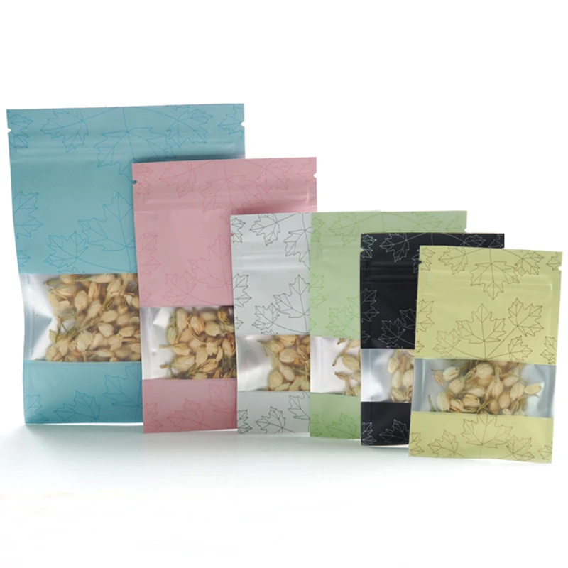 100pcs Leaves Pattern Matte Colors Aluminum Foil Flat Zip Lock Bags with Window
100pcs Leaves Pattern Matte Colors Aluminum Foil Flat Zip Lock Bags with Window