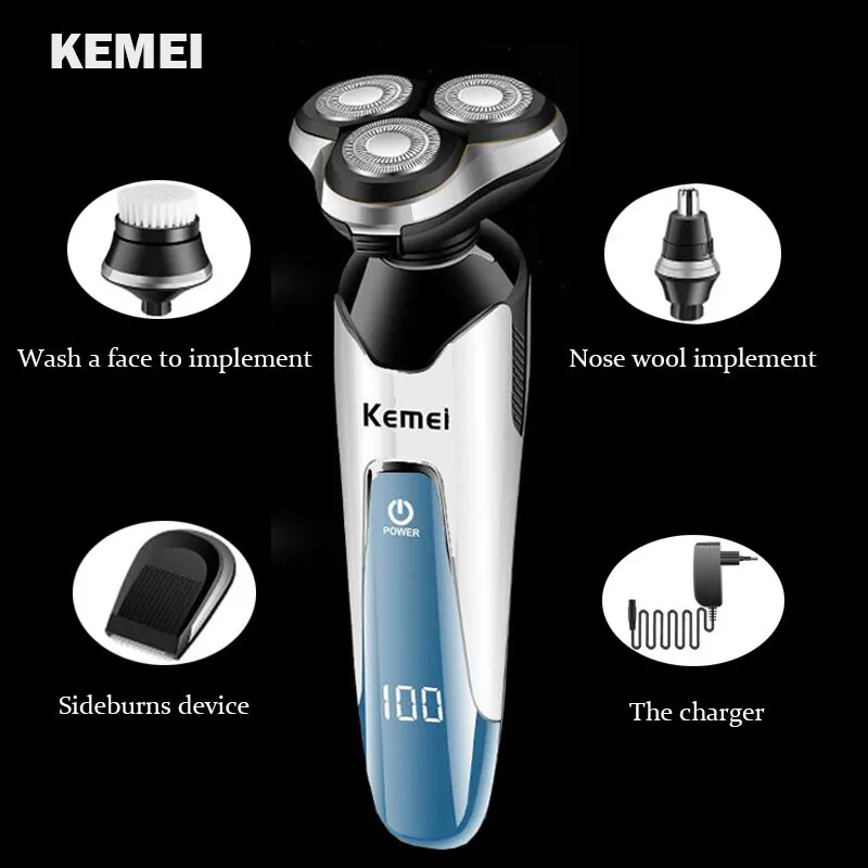 kemei 3D electric shaver razor men shaving machine nose trimmer rechargeable beard shaver waterproof USB smart charging
kemei 3D electric shaver razor men shaving machine nose trimmer rechargeable beard shaver waterproof USB smart charging