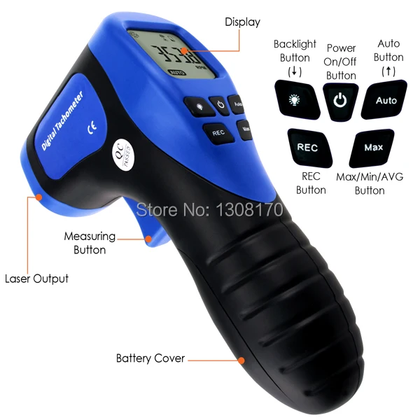 Digital láser sin contacto tacómetro RPM Tach Speed Tester Medidor 2.5-99999RPM Digital láser sin contacto tacómetro RPM Tach Speed Tester Medidor 2.5-99999RPM