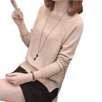 sweters women 2018 pullovers spring and autumn Low round neck sweater cashmere loose knitted soft pullover knitwear tops
sweters women 2018 pullovers spring and autumn Low round neck sweater cashmere loose knitted soft pullover knitwear tops