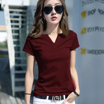 Short Sleeve T-Shirt Women 2020 Summer New Women's Korean Slim Pure Color Shirt Half-Sleeve V-Neck Cotton
Short Sleeve T-Shirt Women 2020 Summer New Women's Korean Slim Pure Color Shirt Half-Sleeve V-Neck Cotton