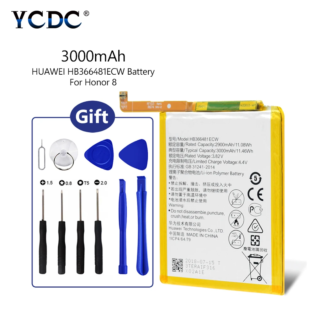 HB366481ECW Battery For Huawei Honor 8 Honor 5C Ascend P9 P10 Lite G9 + Tools 5C / Honor 7 Lite / Honor 8 FRD-AL00, FRD-AL10
HB366481ECW Battery For Huawei Honor 8 Honor 5C Ascend P9 P10 Lite G9 + Tools 5C / Honor 7 Lite / Honor 8 FRD-AL00, FRD-AL10