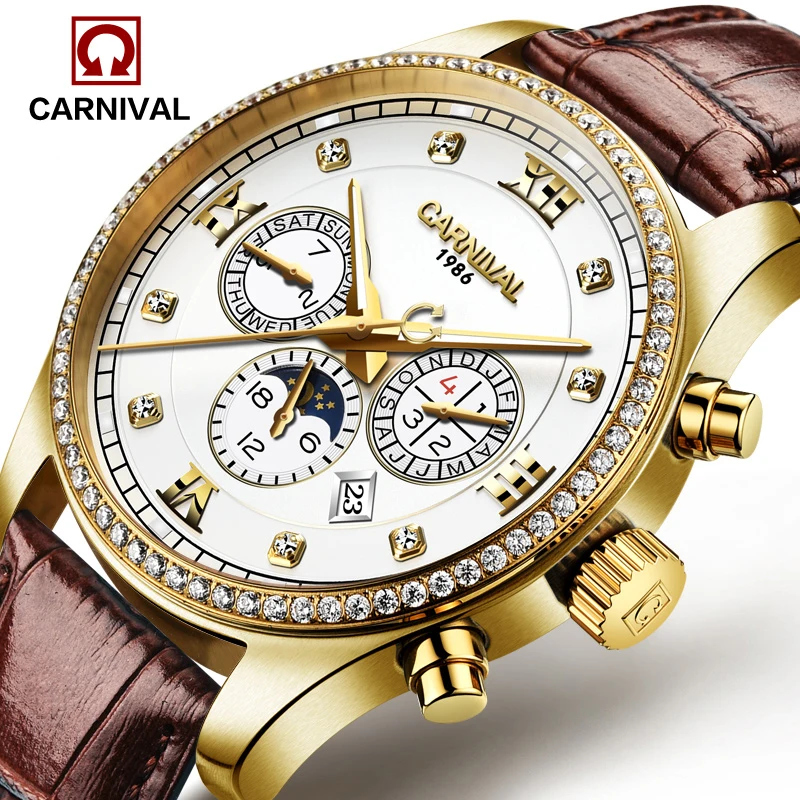 Luxury Carnival Moon Phase Waterproof watch men Sapphire silver Stainless Steel Date Automatic machine watch relogio masculino
Luxury Carnival Moon Phase Waterproof watch men Sapphire silver Stainless Steel Date Automatic machine watch relogio masculino
