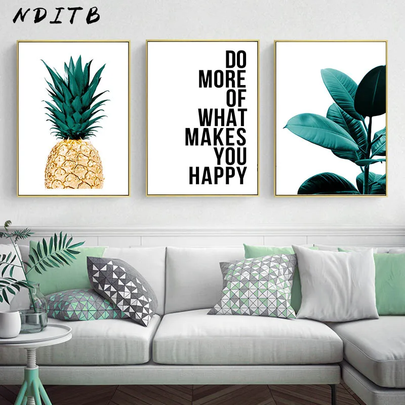 Pineapple Motivational Quotes Canvas Poster Nordic Wall Art Canvas Print Picture