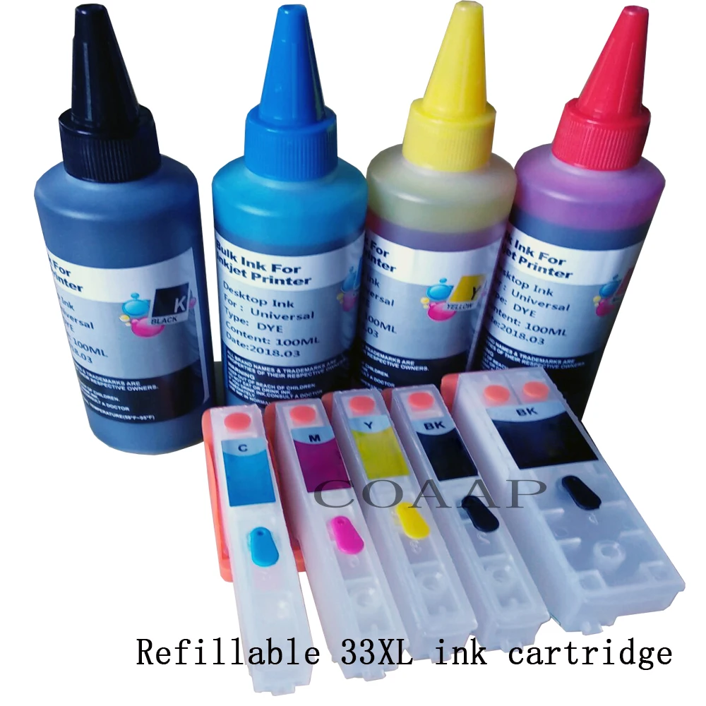 

New Refillable ink cartridge for EPSON 33XL Expression Premium XP 530 540 630 640 635 645 830 900 Printer + 400ML ink