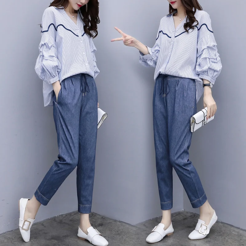 Striped Casual Two Piece Set Top And Pants Moveable Strap Year-old Female Costume Tracksuit Women Ensemble Femme Survetement
Striped Casual Two Piece Set Top And Pants Moveable Strap Year-old Female Costume Tracksuit Women Ensemble Femme Survetement