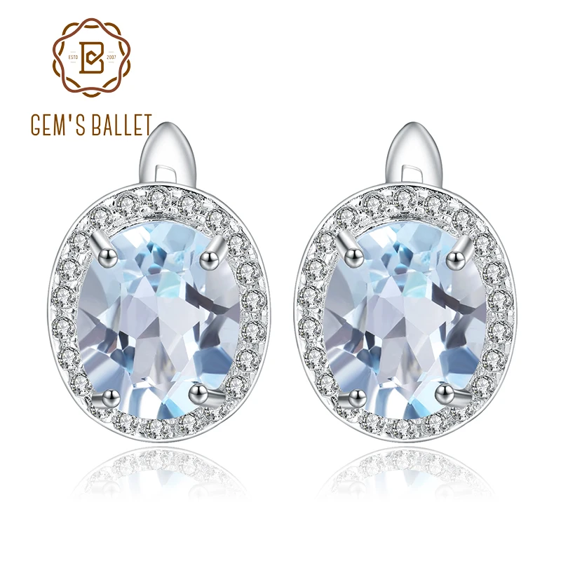 GEM'S BALLET Natural Sky Blue Topaz Gemstone Classic Stud Earrings 925 Sterling Silver Earrings Fine Jewelry Women Wedding
GEM'S BALLET Natural Sky Blue Topaz Gemstone Classic Stud Earrings 925 Sterling Silver Earrings Fine Jewelry Women Wedding