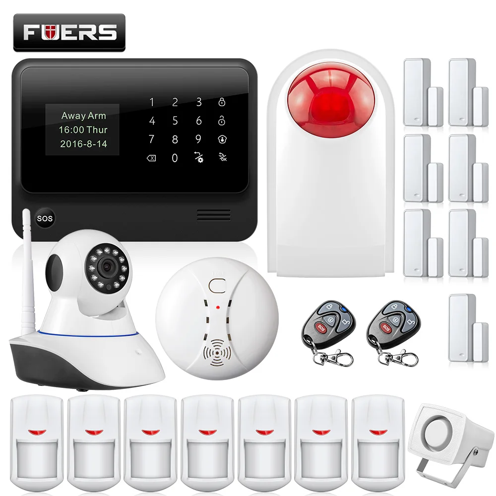 FUERS G90B Plus Wireless WiFi GSM GPRS Home Garden Security Alarm System Equip Door Sensor Smoke Motion Dector With IP Camera
FUERS G90B Plus Wireless WiFi GSM GPRS Home Garden Security Alarm System Equip Door Sensor Smoke Motion Dector With IP Camera