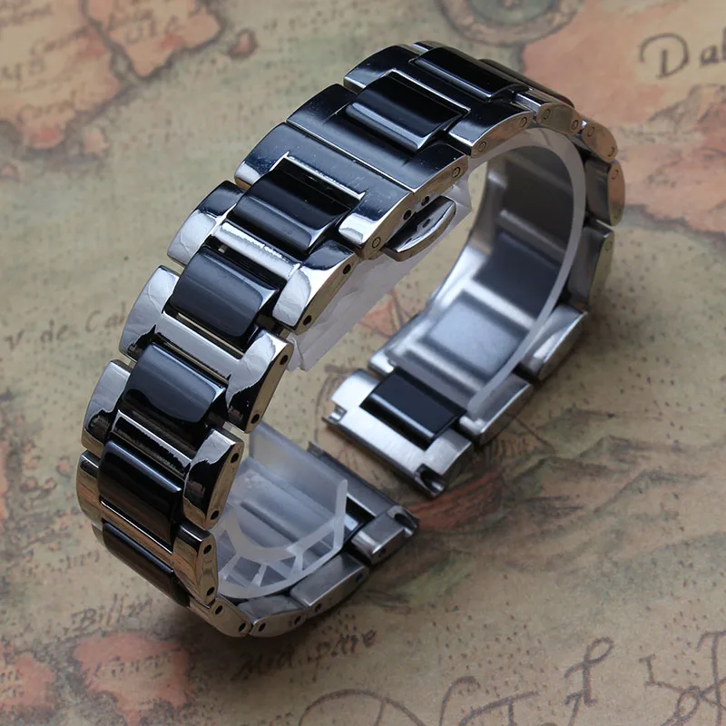 

16mm 18mm 20mm Pure Ceramic And Stainless Steel Watchbands watch strap Butterfly Buckle men wristband Fit dress watch new arrive