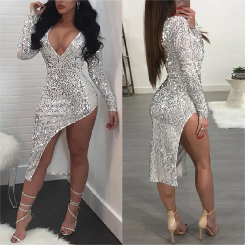 Fashion Women's Bandage Bodycon Long Sleeve Clubwear Party Dress Sexy Women Sequins Dresses
Fashion Women's Bandage Bodycon Long Sleeve Clubwear Party Dress Sexy Women Sequins Dresses