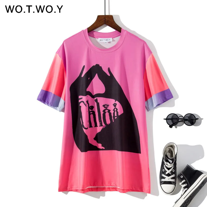 WOTWOY Summer Beach Pink T-shirts Women Print Super Loose Long O-neck Short Sleeve Tees Harajuku Cool Punk Women Tops 2019
WOTWOY Summer Beach Pink T-shirts Women Print Super Loose Long O-neck Short Sleeve Tees Harajuku Cool Punk Women Tops 2019