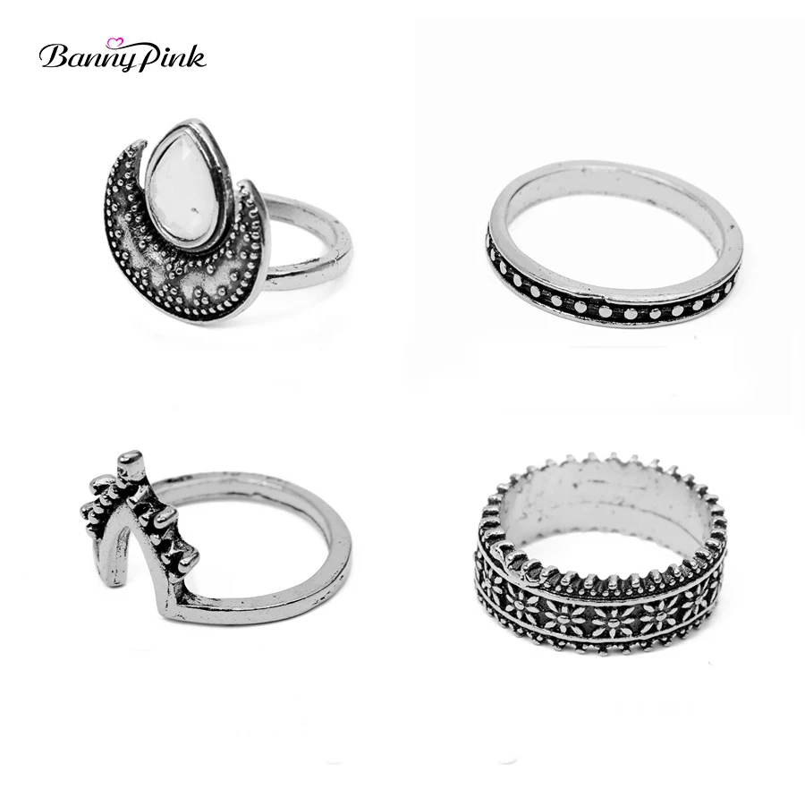 Banny Pink Vintage Gold Silver Color Moon Geometric Metal Tail Ring Set For Women 4 Pc/Set Gypsy Carved Retro Rings Bijoux Femme
Banny Pink Vintage Gold Silver Color Moon Geometric Metal Tail Ring Set For Women 4 Pc/Set Gypsy Carved Retro Rings Bijoux Femme