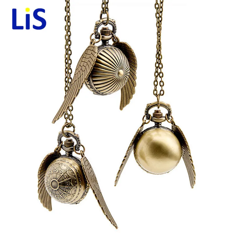 

Golden Wings Quidditch Balls Snitch Harri Potter Toy Watch Quartz Pocket Watch Necklace Snitch Woman Necklace Kid Toy Fly Thief