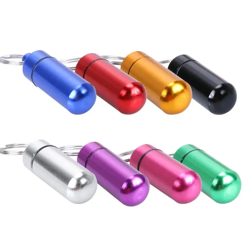 

New Pill Box Organizer Waterproof Sealing Aluminum Alloy Medicine Box Drug Holder Keychain Container Safety Survival Tools