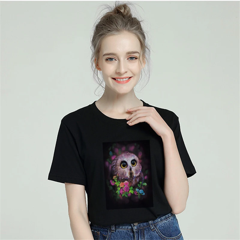 Милая футболка с рисунком совы Женская хлопковая Футболка 2019 Harajuku эстетическое