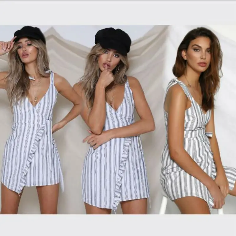 Dresses Summer Bandage V Neck robe femme Sexy Beach Dress Women 2019 Blue Striped Elegant Mini Backless Vintage Casual Dress
Dresses Summer Bandage V Neck robe femme Sexy Beach Dress Women 2019 Blue Striped Elegant Mini Backless Vintage Casual Dress