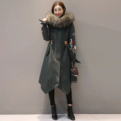 Women long parkas winter hooded jacket vintage embroidery down cotton coat casual slim thicken warm outerwear plus size
Women long parkas winter hooded jacket vintage embroidery down cotton coat casual slim thicken warm outerwear plus size