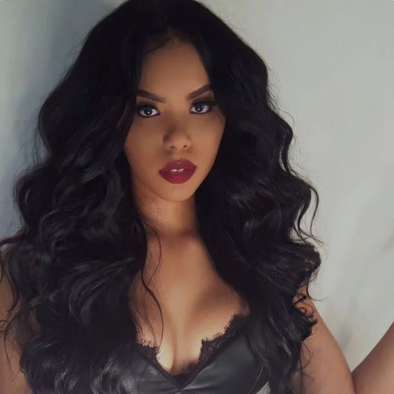 Indian Hair Wigs Lace Front Wigs For Black Women Loose Wave Indian Hair Lace Front Wigs middle parting pre plucked