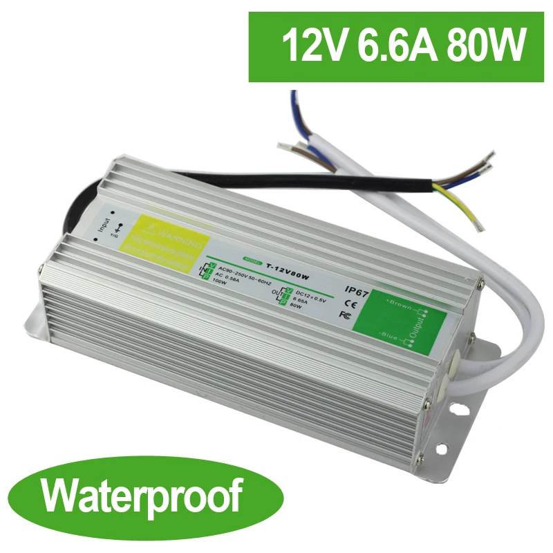 Waterproof 12V 6.7A 80W LED Power Supply Driver Transformer dual putout for LED Strip LED module
Waterproof 12V 6.7A 80W LED Power Supply Driver Transformer dual putout for LED Strip LED module