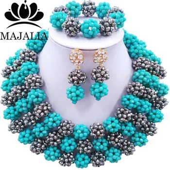 Trendy Nigeria Wedding Silver african beads jewelry set Crystal necklace bracelet earrings Free shipping Majalia-158
Trendy Nigeria Wedding Silver african beads jewelry set Crystal necklace bracelet earrings Free shipping Majalia-158