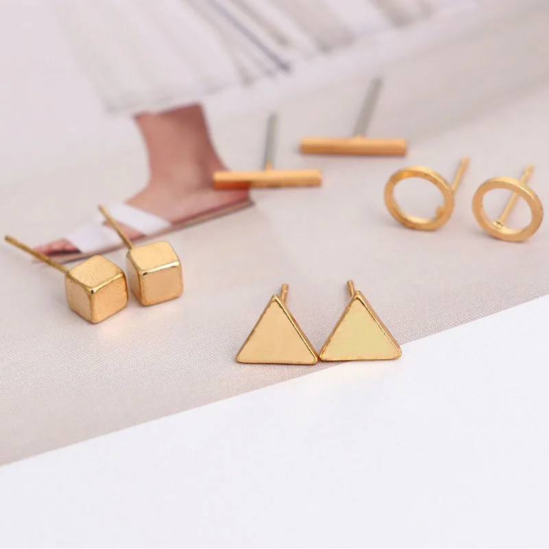 Silvery Discounted Unique Round Black Square Environmental Stud Earrings Golden Allergy Free Trilateral High Quality Simple
Silvery Discounted Unique Round Black Square Environmental Stud Earrings Golden Allergy Free Trilateral High Quality Simple