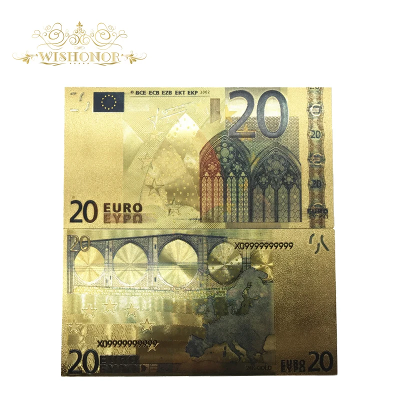 10Pcs/Lot Colorful European Banknote Currency 20 Euro Banknote in 24K Gold Foil Fake Money For Gifts
10Pcs/Lot Colorful European Banknote Currency 20 Euro Banknote in 24K Gold Foil Fake Money For Gifts